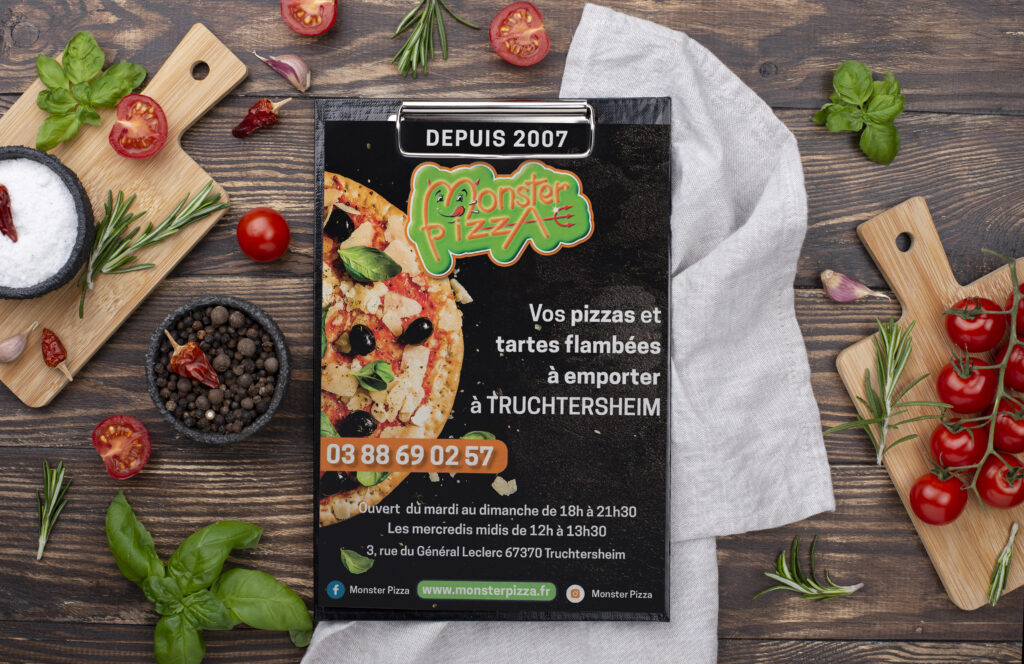 Monster pizza création menu restaurant Truchtersheim